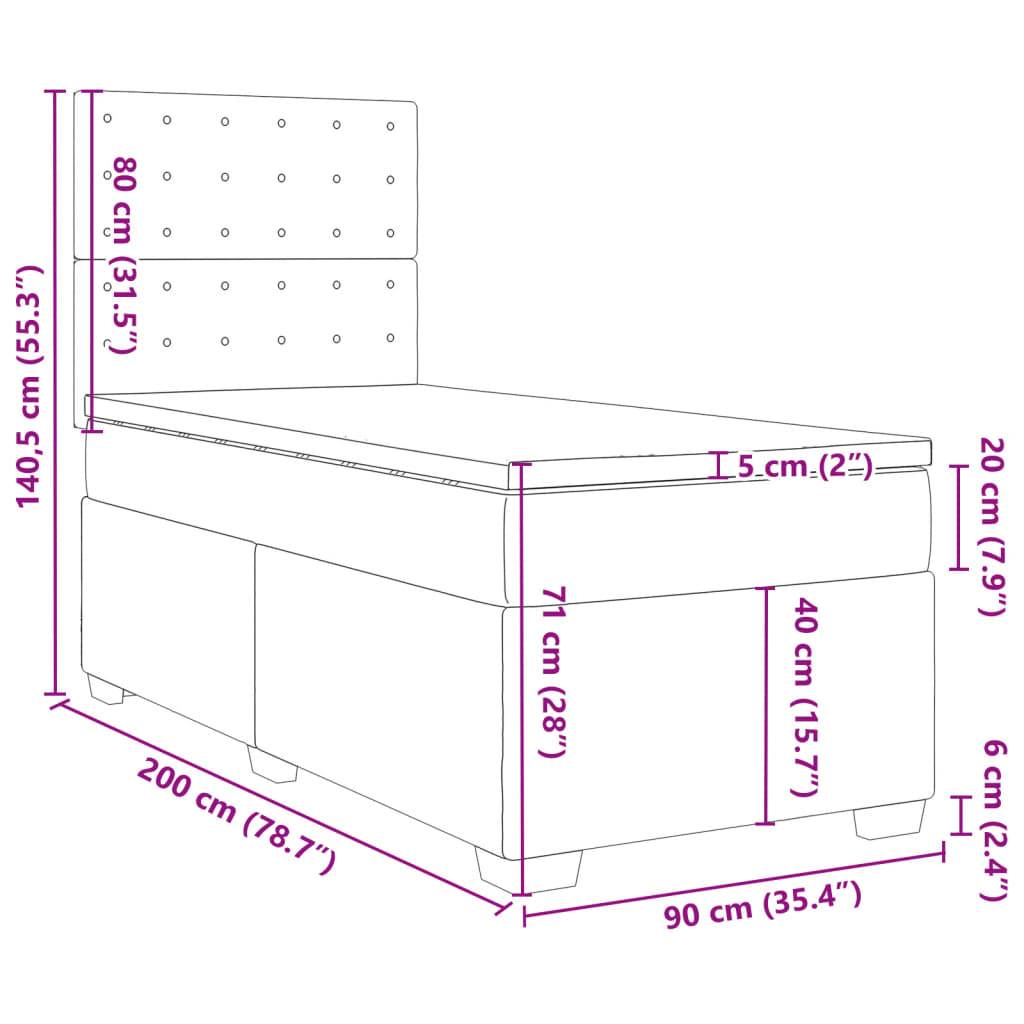 vidaXL Boxspringbett mit Matratze Blau 90x200 cm Stoff