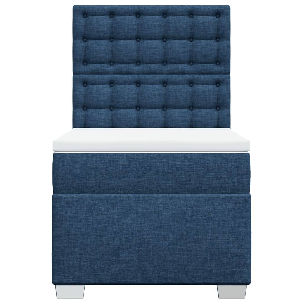 vidaXL Boxspringbett mit Matratze Blau 90x200 cm Stoff