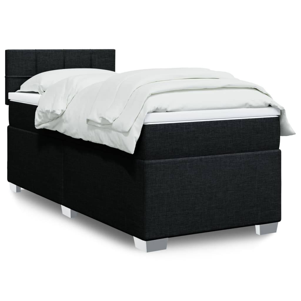 vidaXL Boxspringbett mit Matratze Schwarz 100x200 cm Stoff