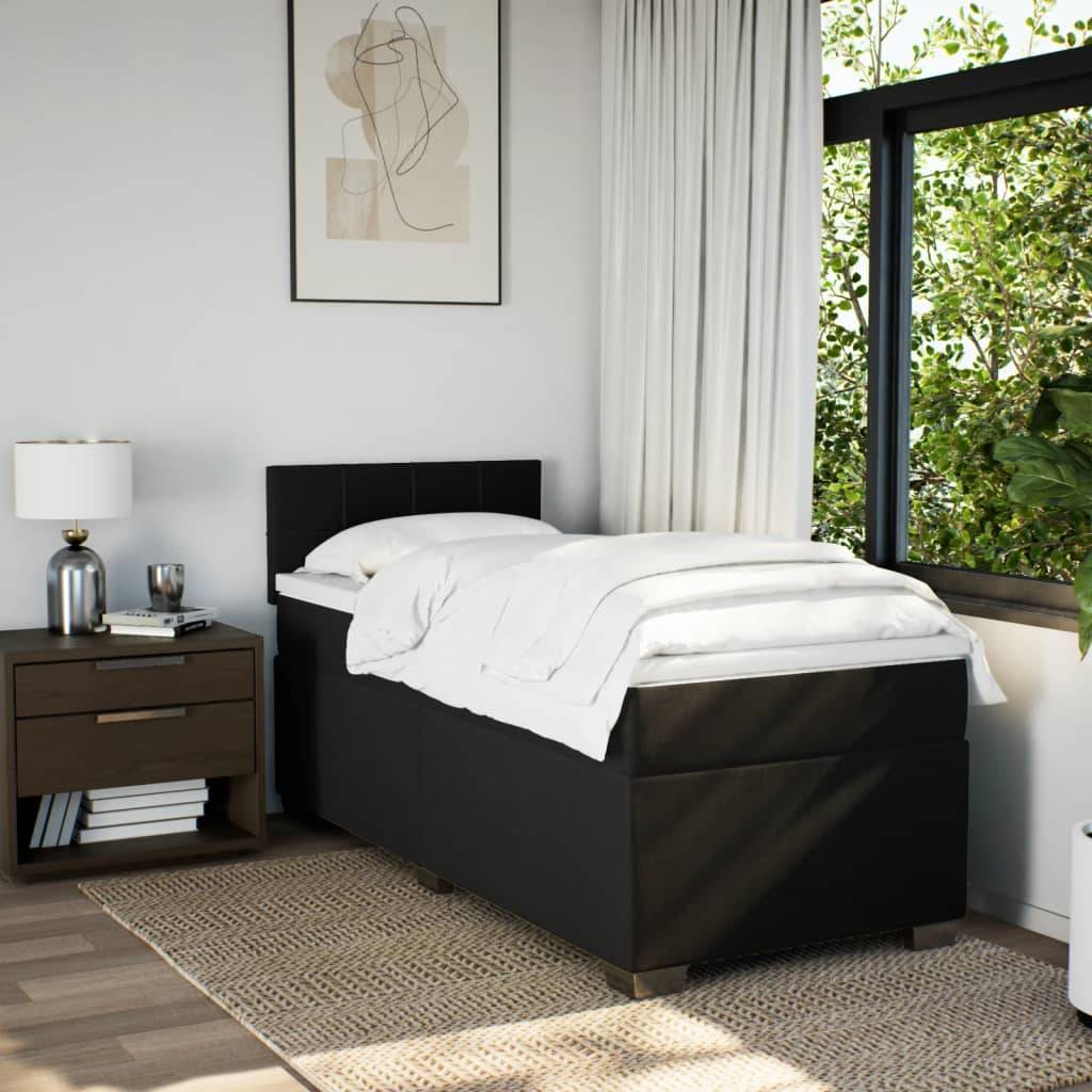 vidaXL Boxspringbett mit Matratze Schwarz 100x200 cm Stoff