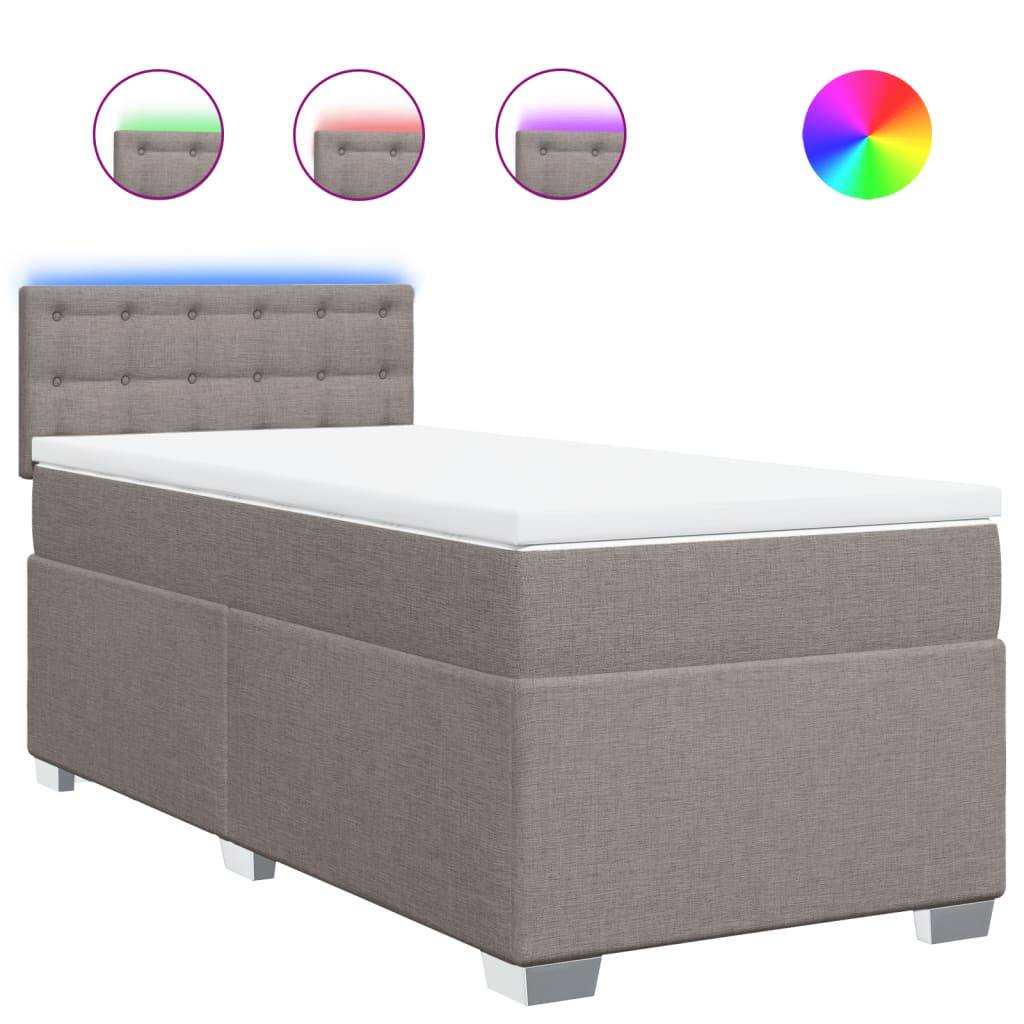 vidaXL Boxspringbett mit Matratze Taupe 80x200 cm Stoff