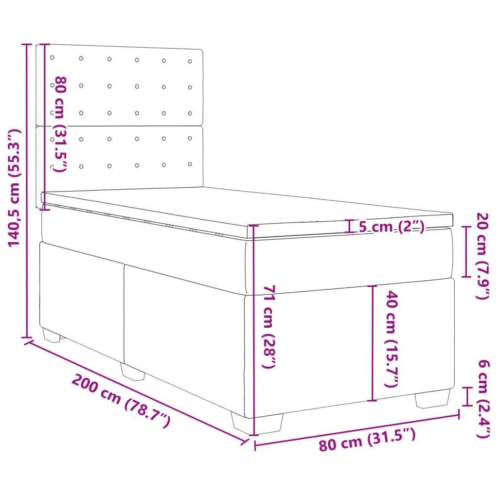 vidaXL Boxspringbett mit Matratze Taupe 80x200 cm Stoff