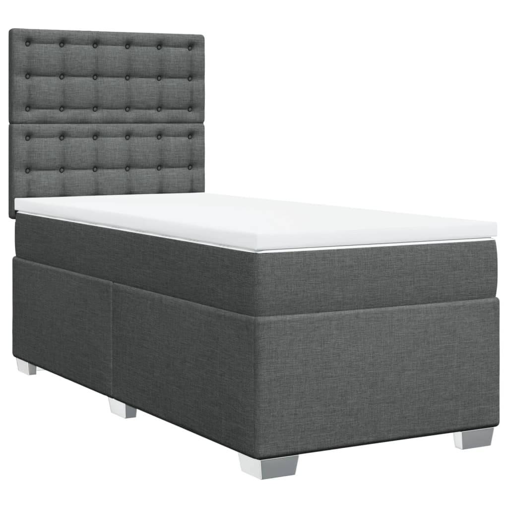 vidaXL Boxspringbett mit Matratze Dunkelgrau 80x200 cm Stoff