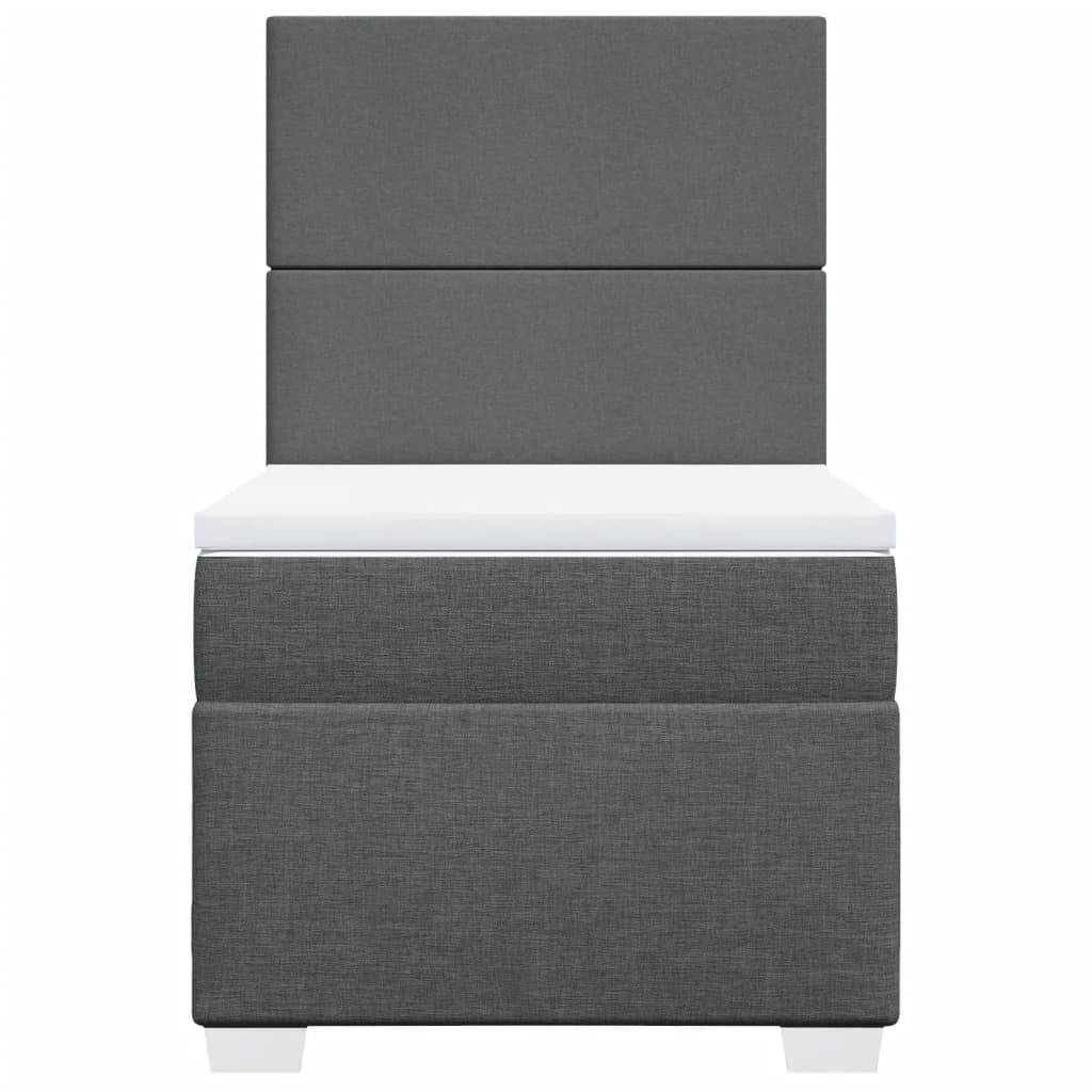 vidaXL Boxspringbett mit Matratze Dunkelgrau 100x200 cm Stoff