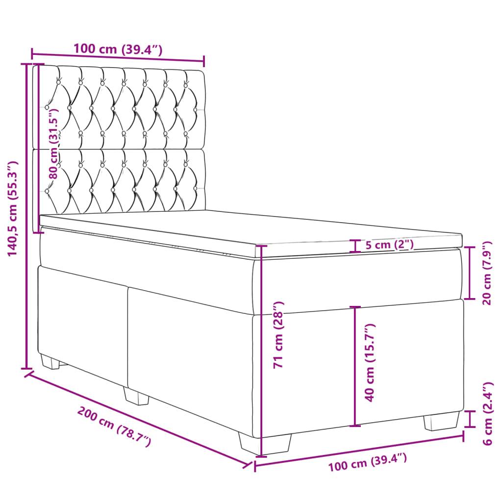 vidaXL Boxspringbett mit Matratze Blau 100x200 cm Samt