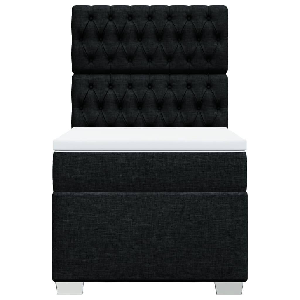 vidaXL Boxspringbett mit Matratze Schwarz 90x200 cm Stoff
