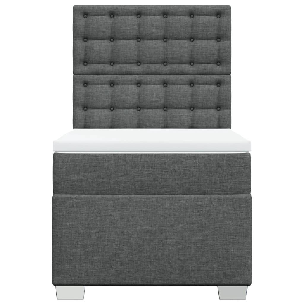 vidaXL Boxspringbett mit Matratze Dunkelgrau 90x200 cm Stoff
