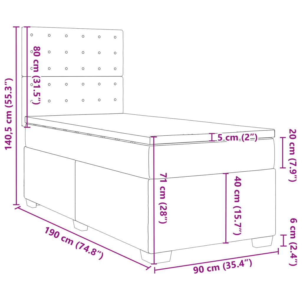 vidaXL Boxspringbett mit Matratze Grau 90x190 cm Kunstleder