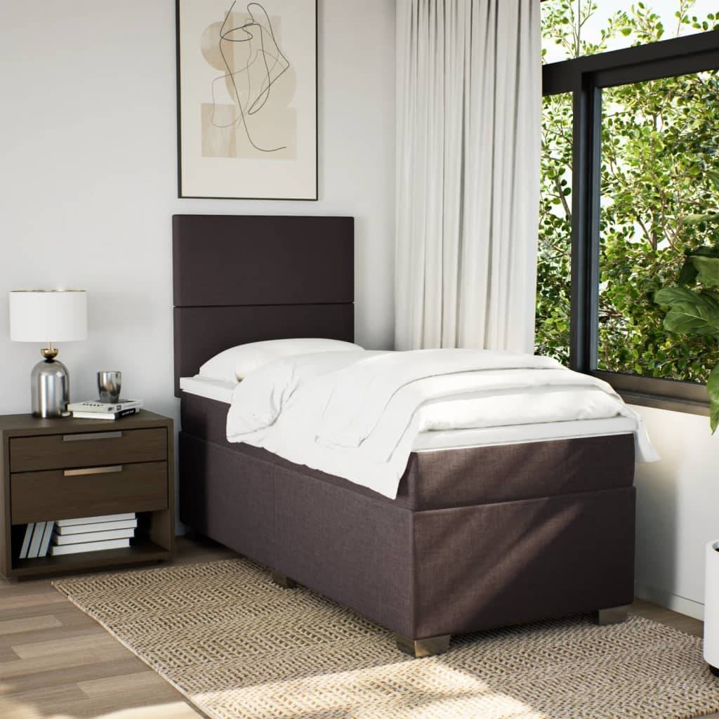 vidaXL Boxspringbett mit Matratze Dunkelbraun 80x200 cm Stoff