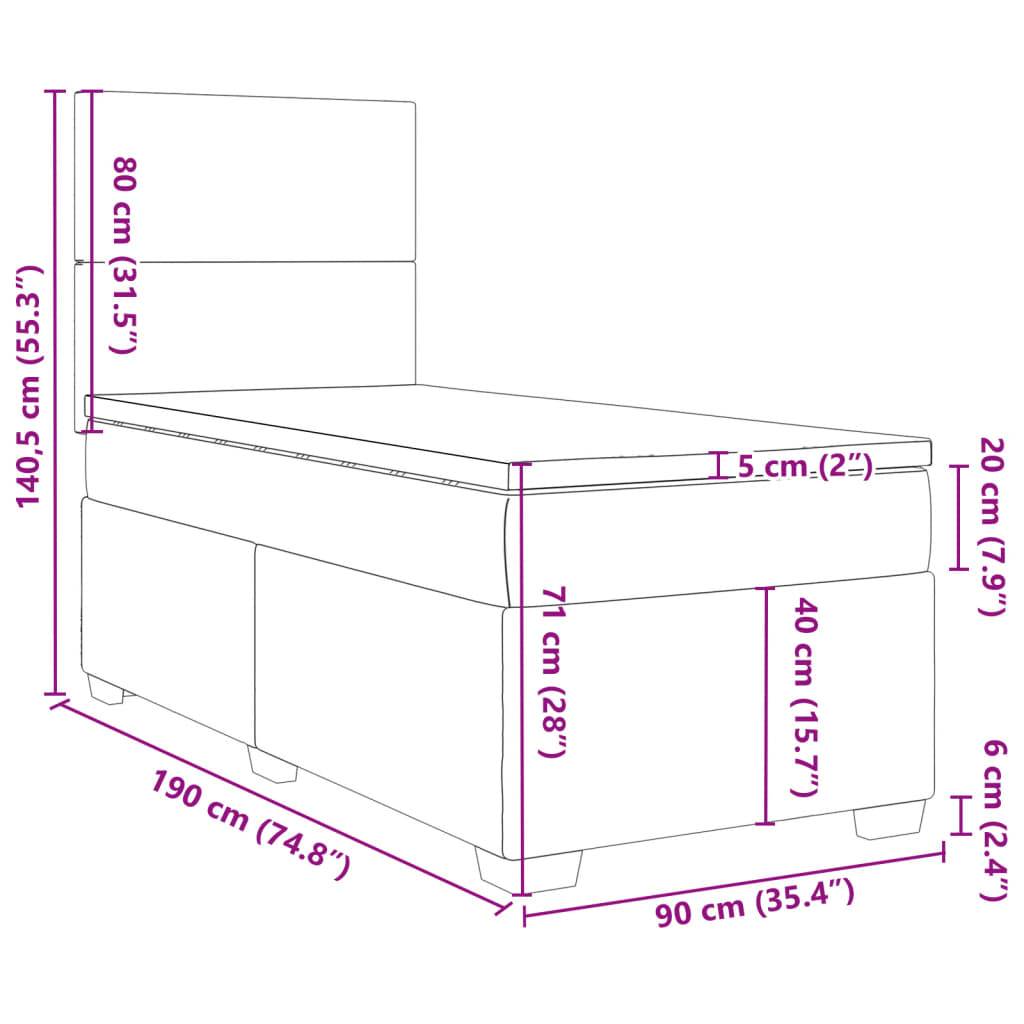 vidaXL Boxspringbett mit Matratze Dunkelgrün 90x190 cm Samt