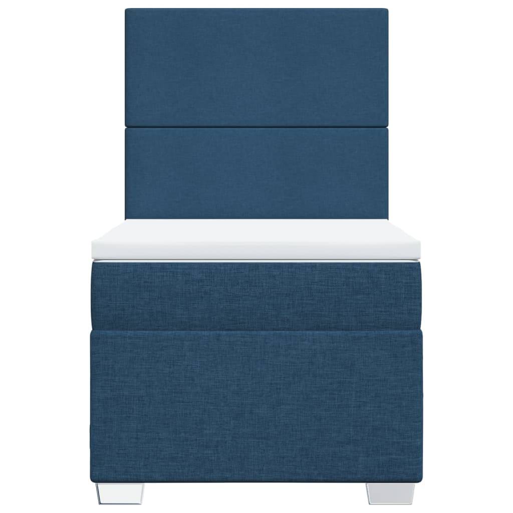 vidaXL Boxspringbett mit Matratze Blau 100x200 cm Stoff