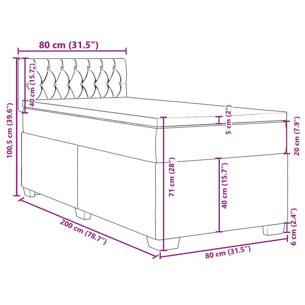 vidaXL Boxspringbett mit Matratze Schwarz 80x200 cm Stoff