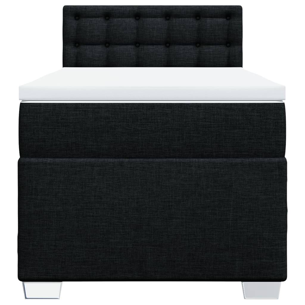 vidaXL Boxspringbett mit Matratze Schwarz 100x200 cm Stoff