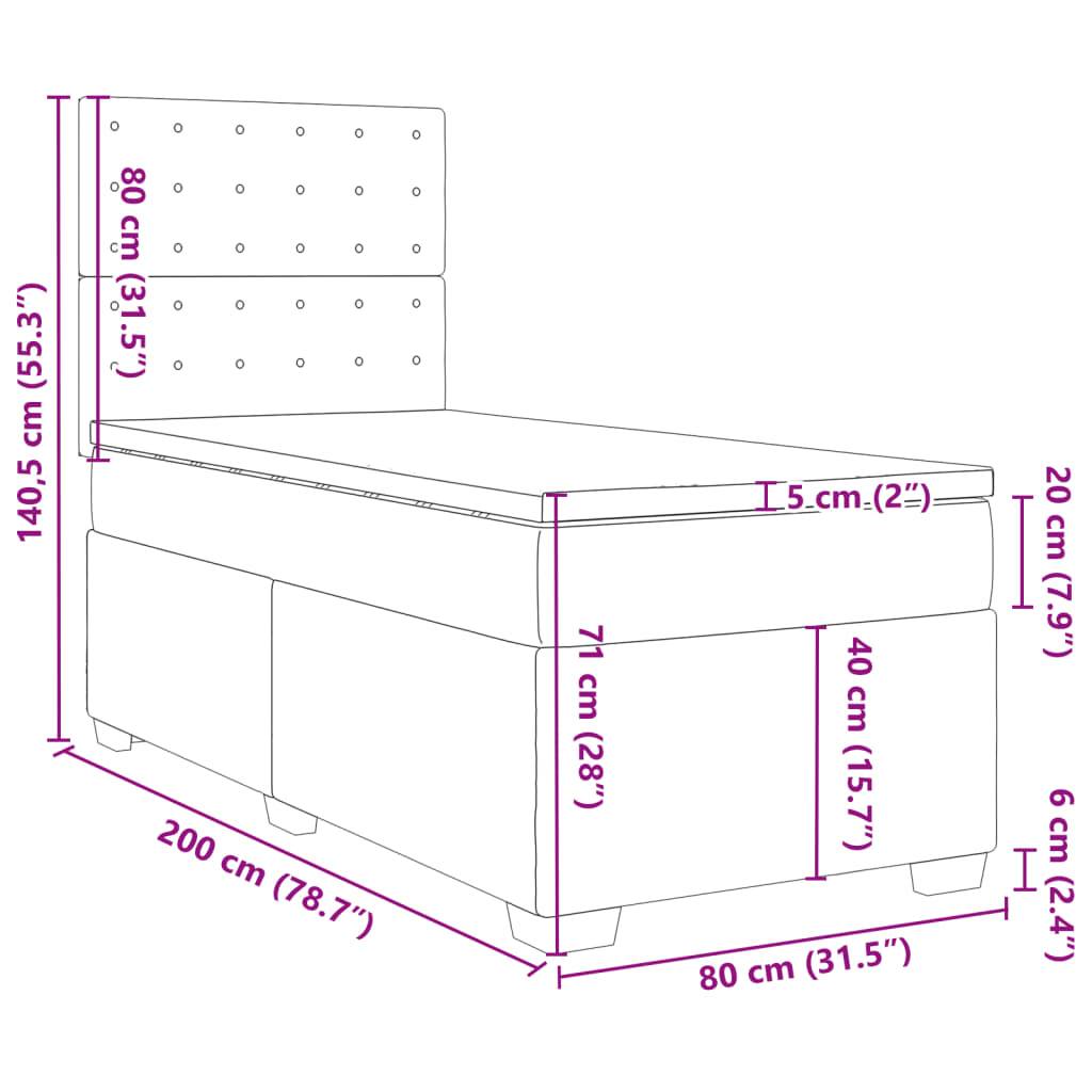vidaXL Boxspringbett mit Matratze Dunkelgrau 80x200 cm Stoff