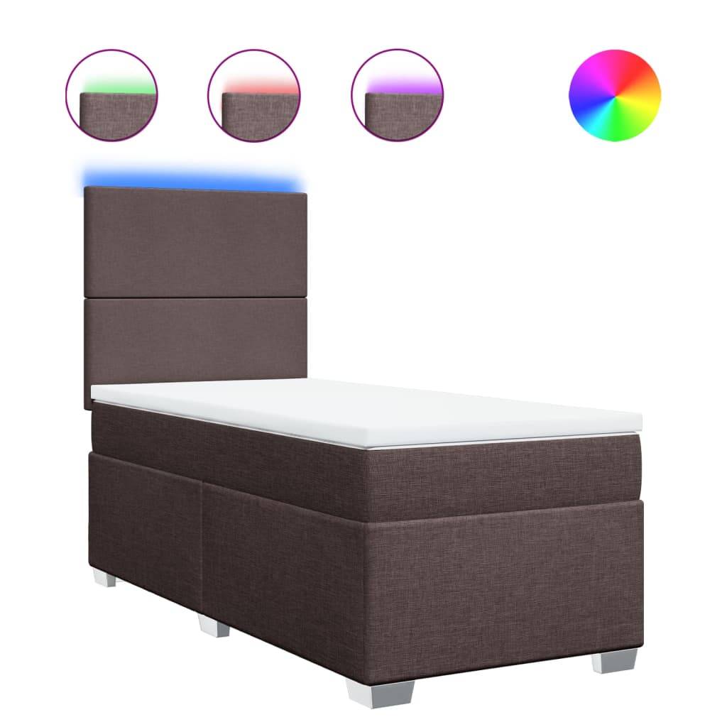 vidaXL Boxspringbett mit Matratze Dunkelbraun 80x200 cm Stoff