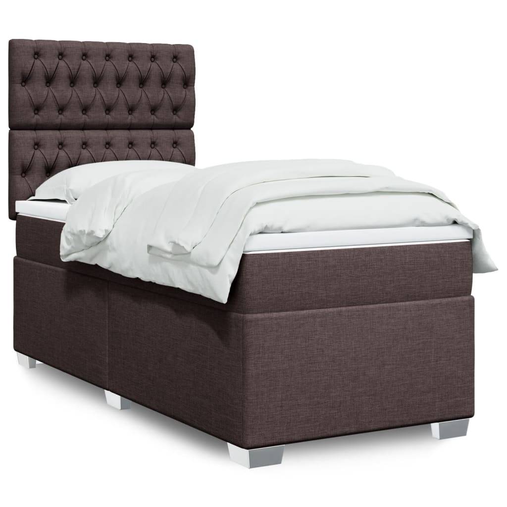 vidaXL Boxspringbett mit Matratze Dunkelbraun 100x200 cm Stoff