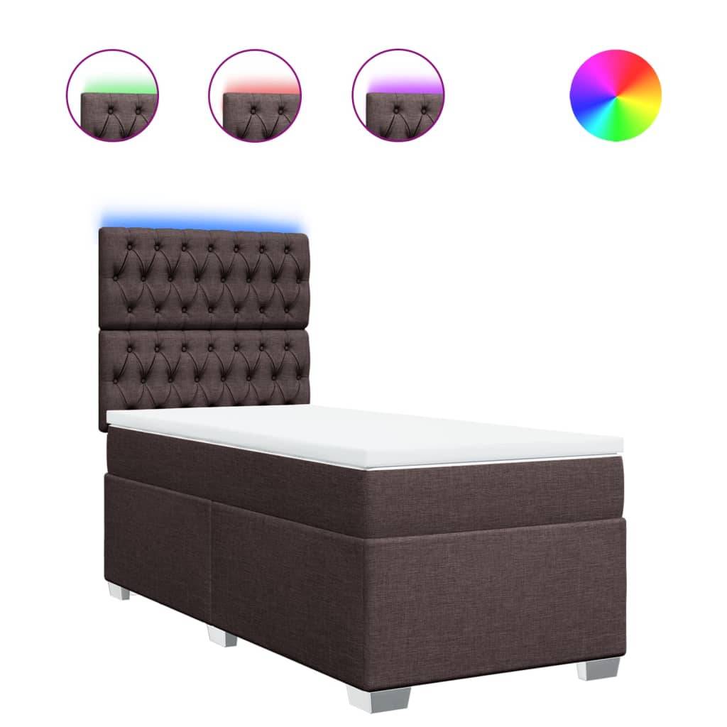 vidaXL Boxspringbett mit Matratze Dunkelbraun 100x200 cm Stoff