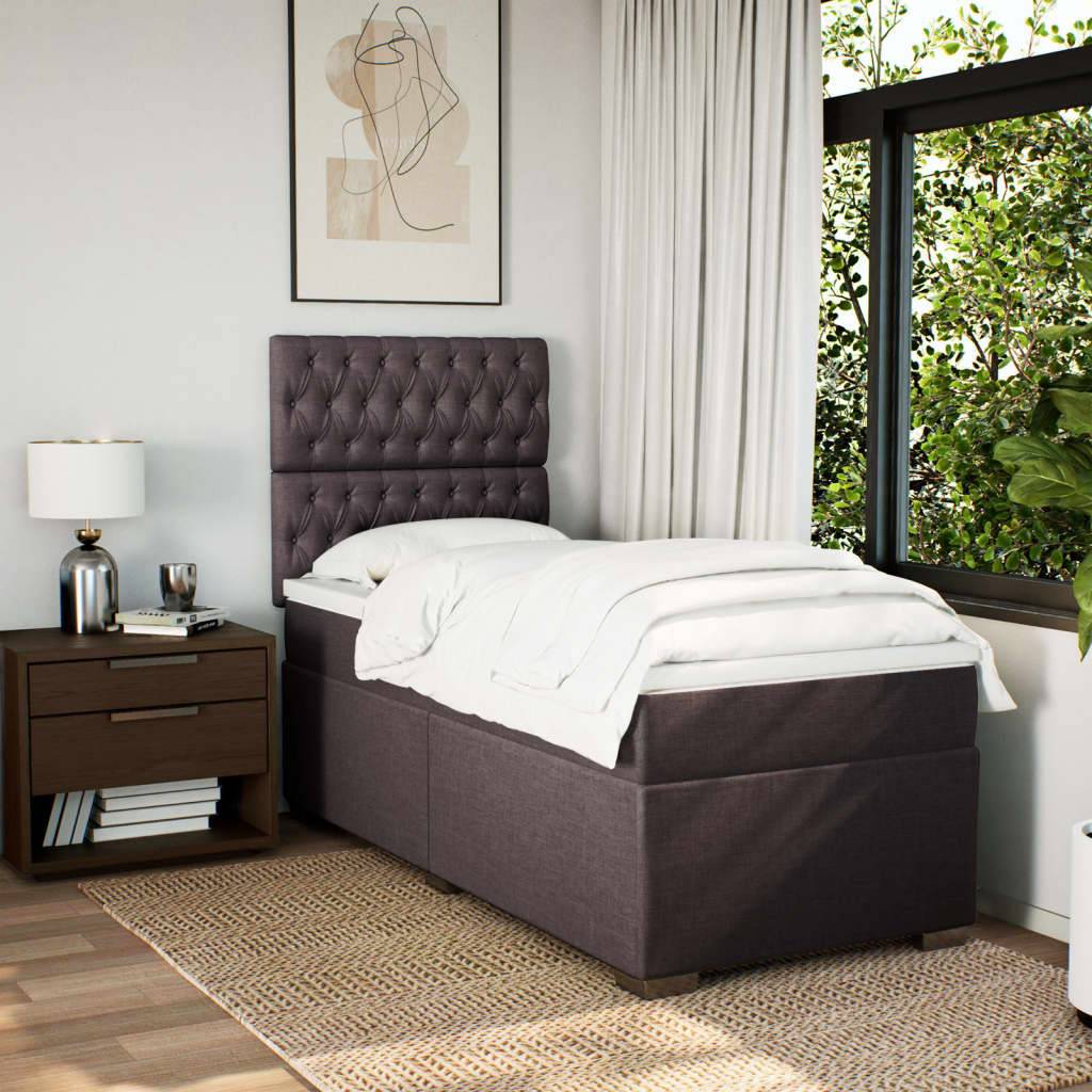 vidaXL Boxspringbett mit Matratze Dunkelbraun 100x200 cm Stoff