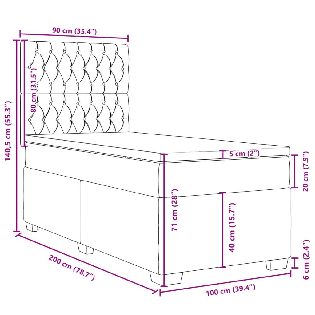 vidaXL Boxspringbett mit Matratze Dunkelbraun 100x200 cm Stoff