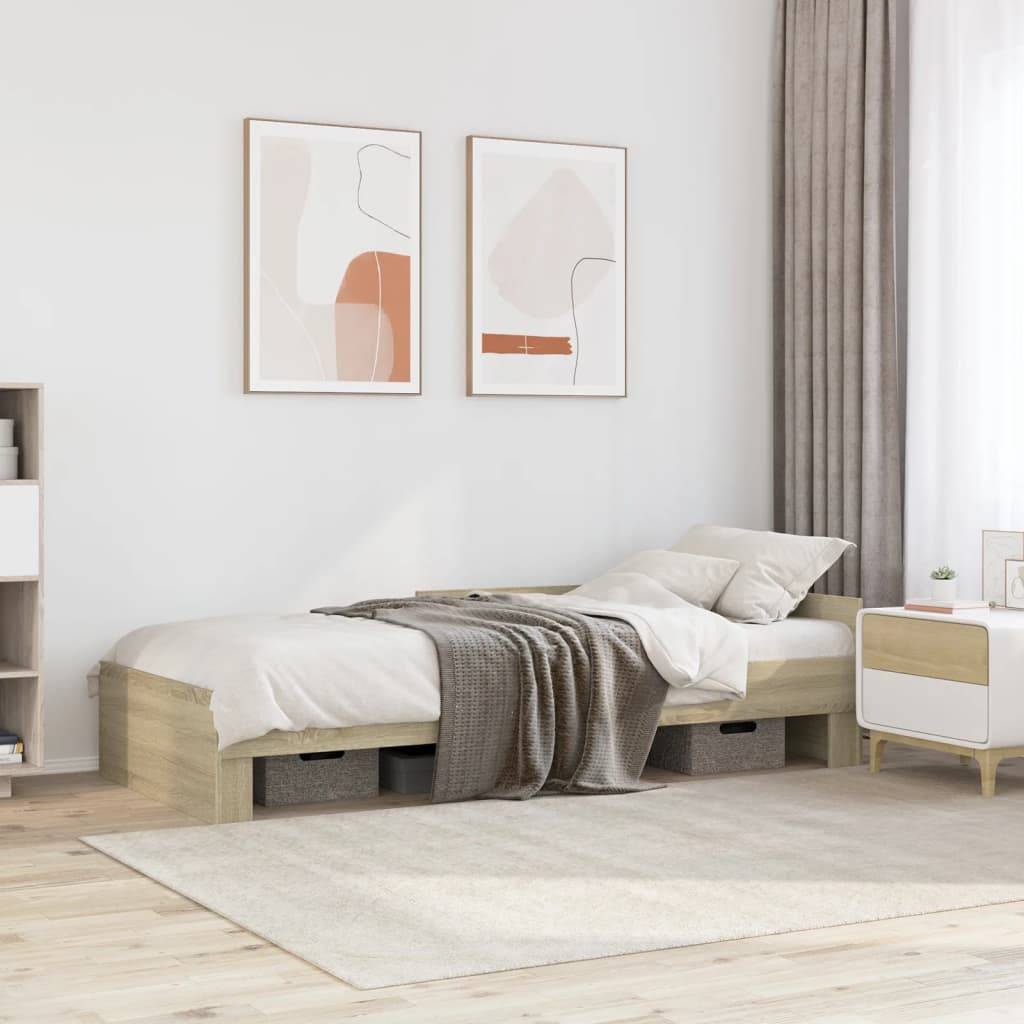 vidaXL Bettgestell ohne Matratze Sonoma-Eiche 90x200 cm Holzwerkstoff