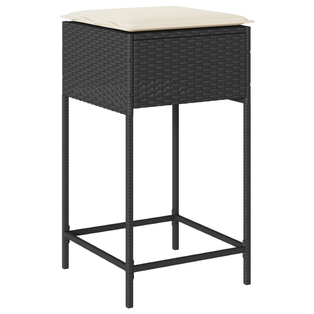 vidaXL 5-tlg. Gartenbar-Set mit Kissen Schwarz Poly Rattan