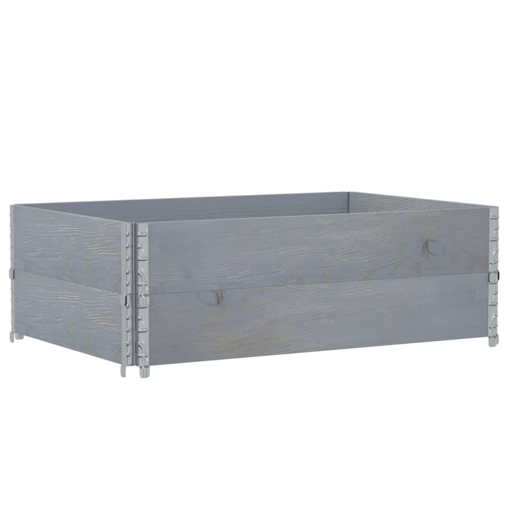 vidaXL Paletten-Aufsatzrahmen 2 Stk. Grau 120x80 cm Massivholz Kiefer