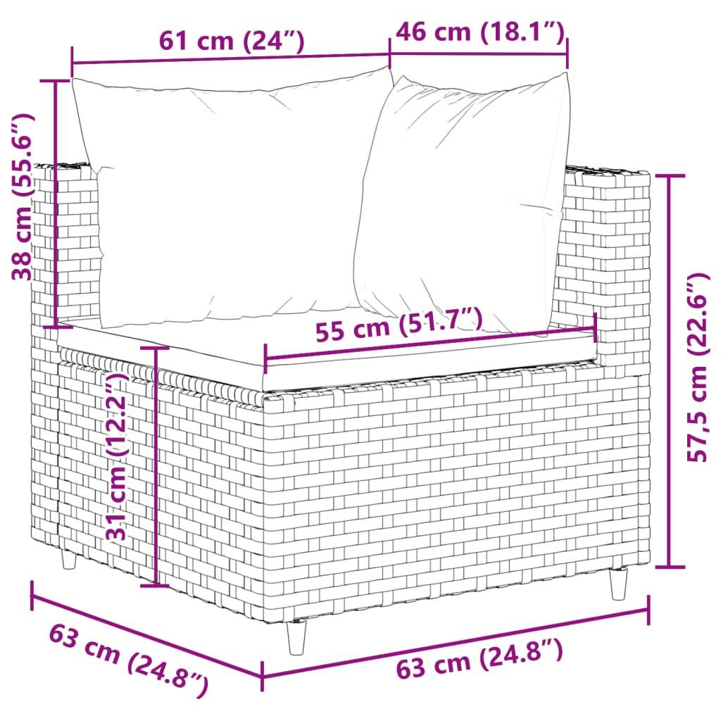 vidaXL 11-tlg. Garten-Sofagarnitur mit Kissen Grau Poly Rattan