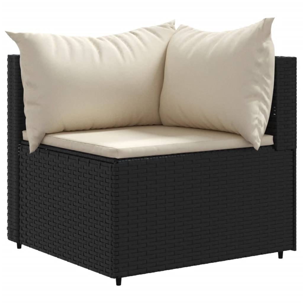 vidaXL 4-tlg. Garten-Lounge-Set mit Kissen Schwarz Poly Rattan
