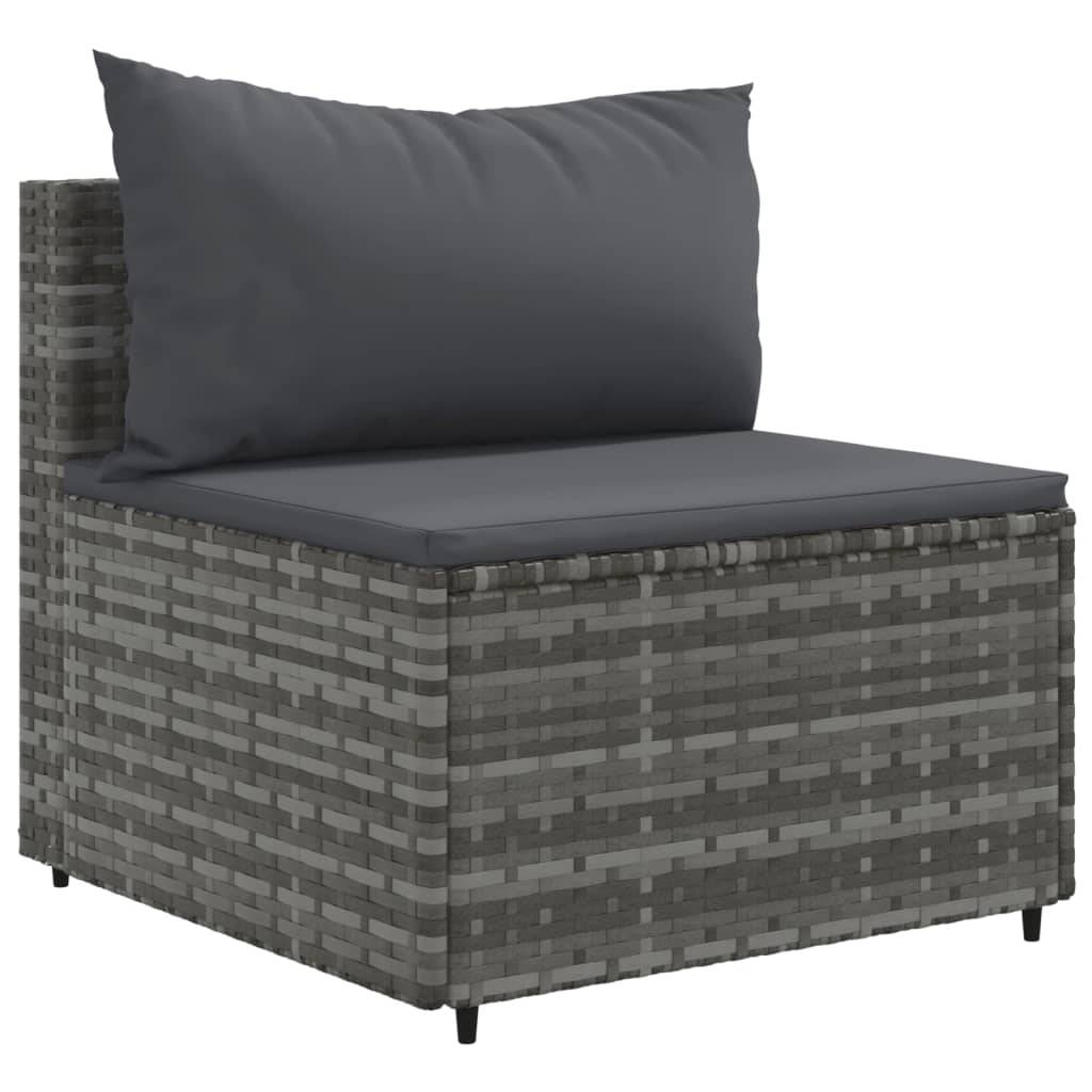 vidaXL 4-tlg. Garten-Sofagarnitur mit Kissen Grau Poly Rattan