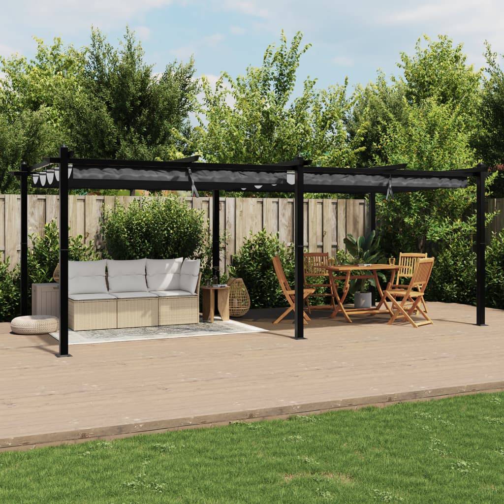 vidaXL Gartenpavillon mit Ausziehbarem Dach Anthrazit 3x6 m Aluminium