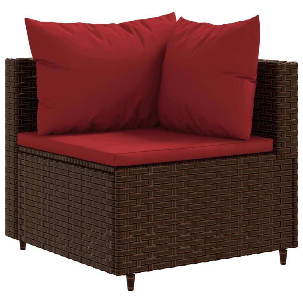 vidaXL 10-tlg. Garten-Lounge-Set mit Kissen Braun Poly Rattan