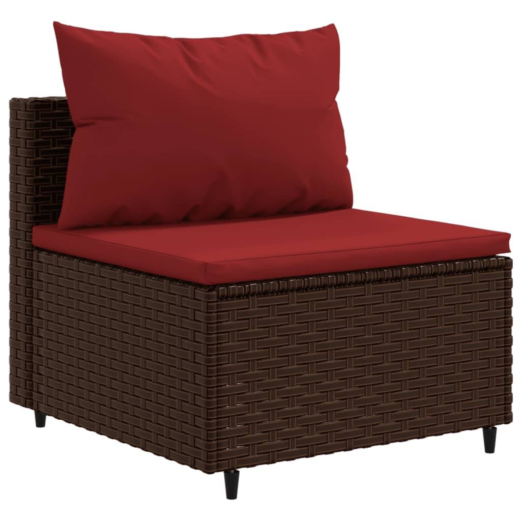 vidaXL 9-tlg. Garten-Sofagarnitur mit Kissen Braun Poly Rattan