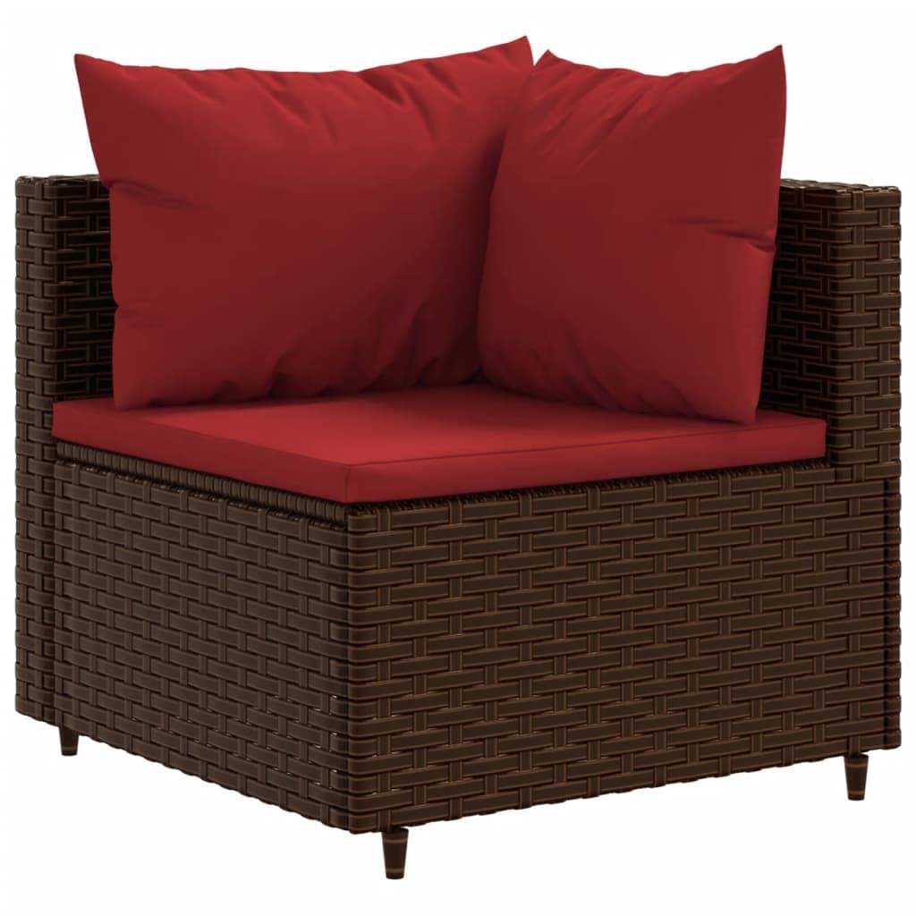 vidaXL 11-tlg. Garten-Lounge-Set mit Kissen Braun Poly Rattan