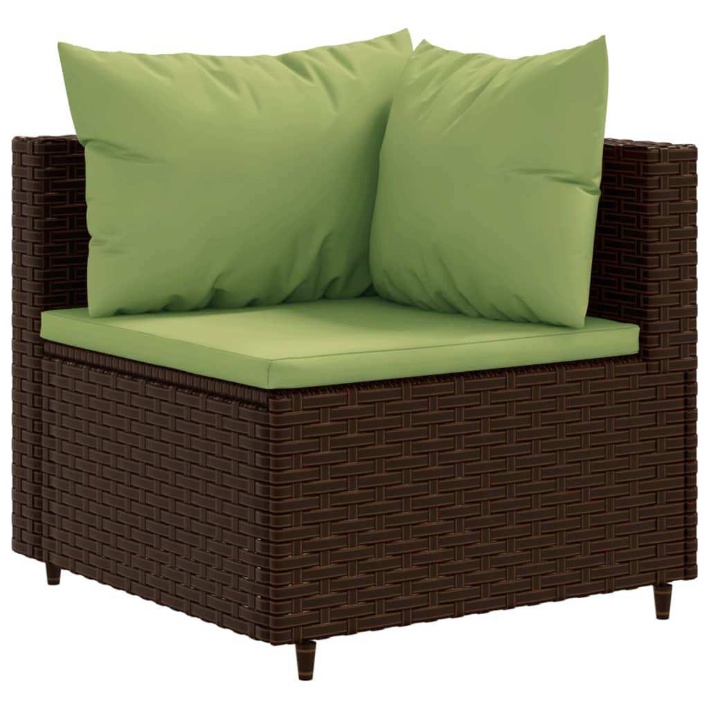 vidaXL 9-tlg. Garten-Sofagarnitur mit Kissen Braun Poly Rattan