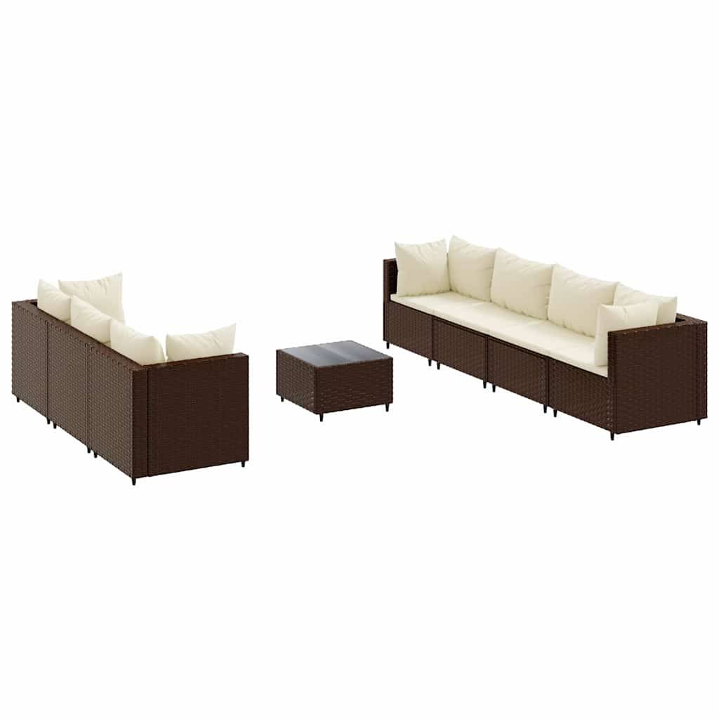 vidaXL 8-tlg. Garten-Lounge-Set mit Kissen Braun Poly Rattan