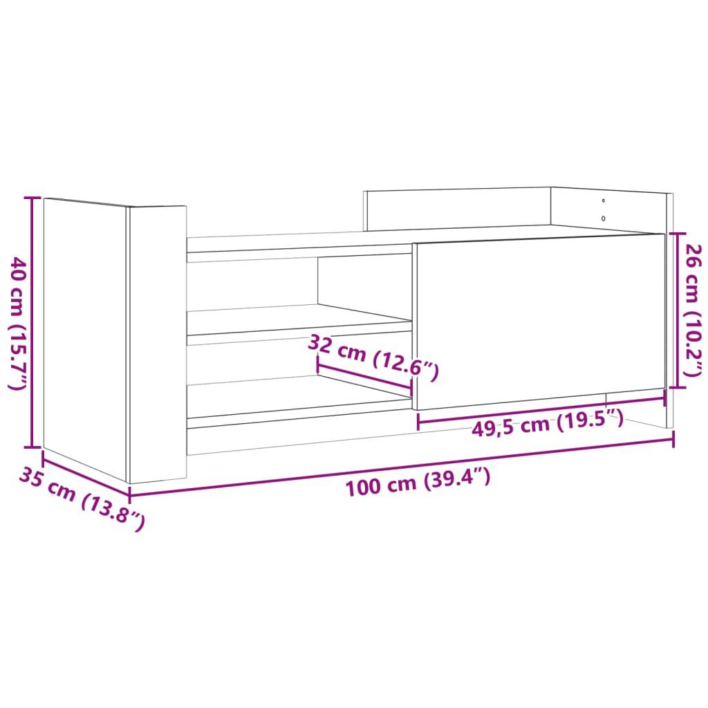 vidaXL TV-Schrank Räuchereiche 100x35x40 cm Holzwerkstoff