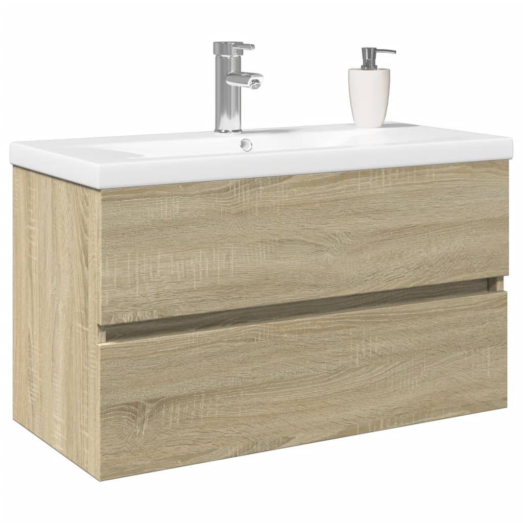 vidaXL 2-tlg. Badmöbel-Set Keramik und Holzwerkstoff