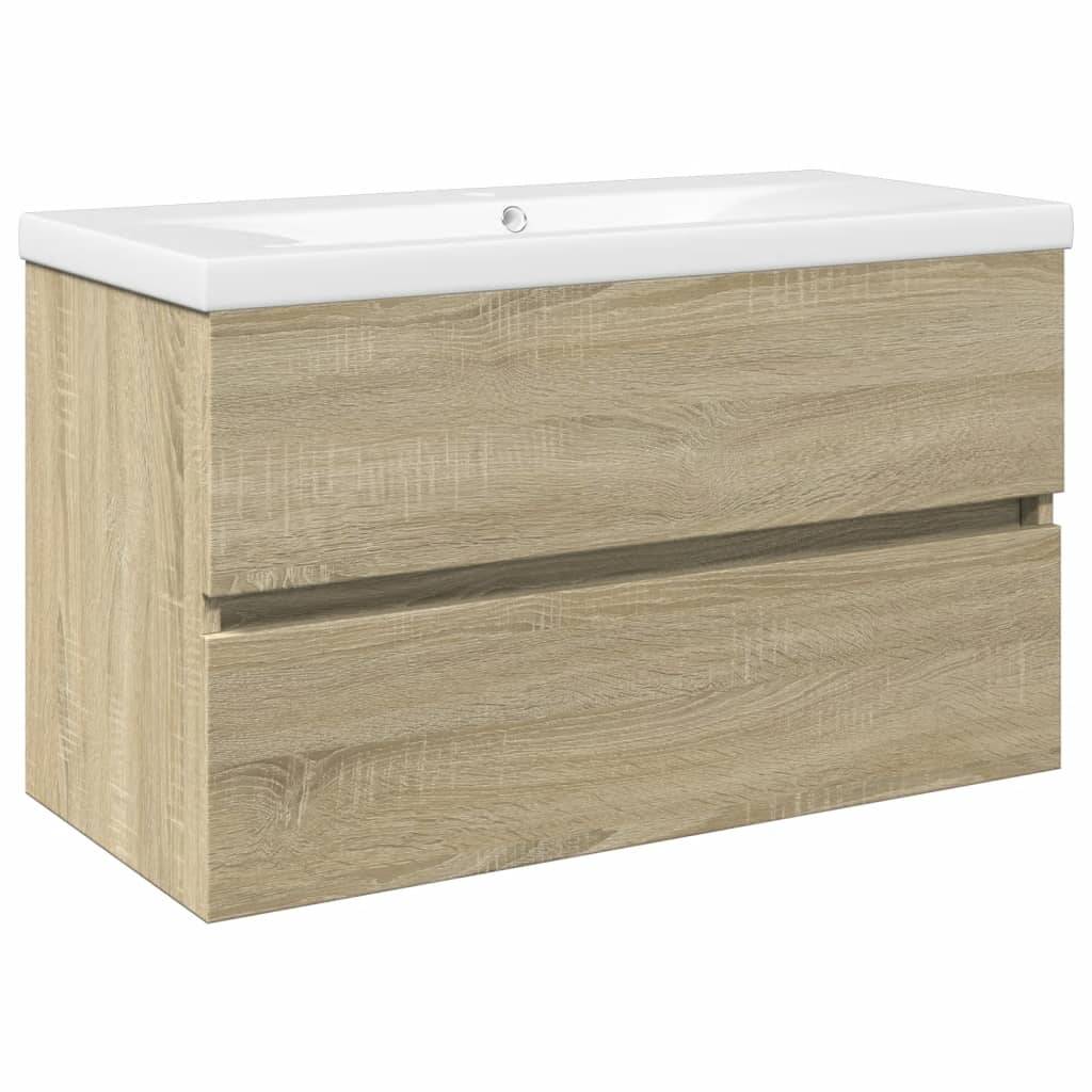 vidaXL 2-tlg. Badmöbel-Set Keramik und Holzwerkstoff
