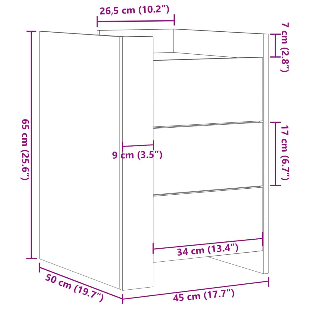 vidaXL Nachttisch Braun Eichen-Optik 45x50x65 cm Holzwerkstoff