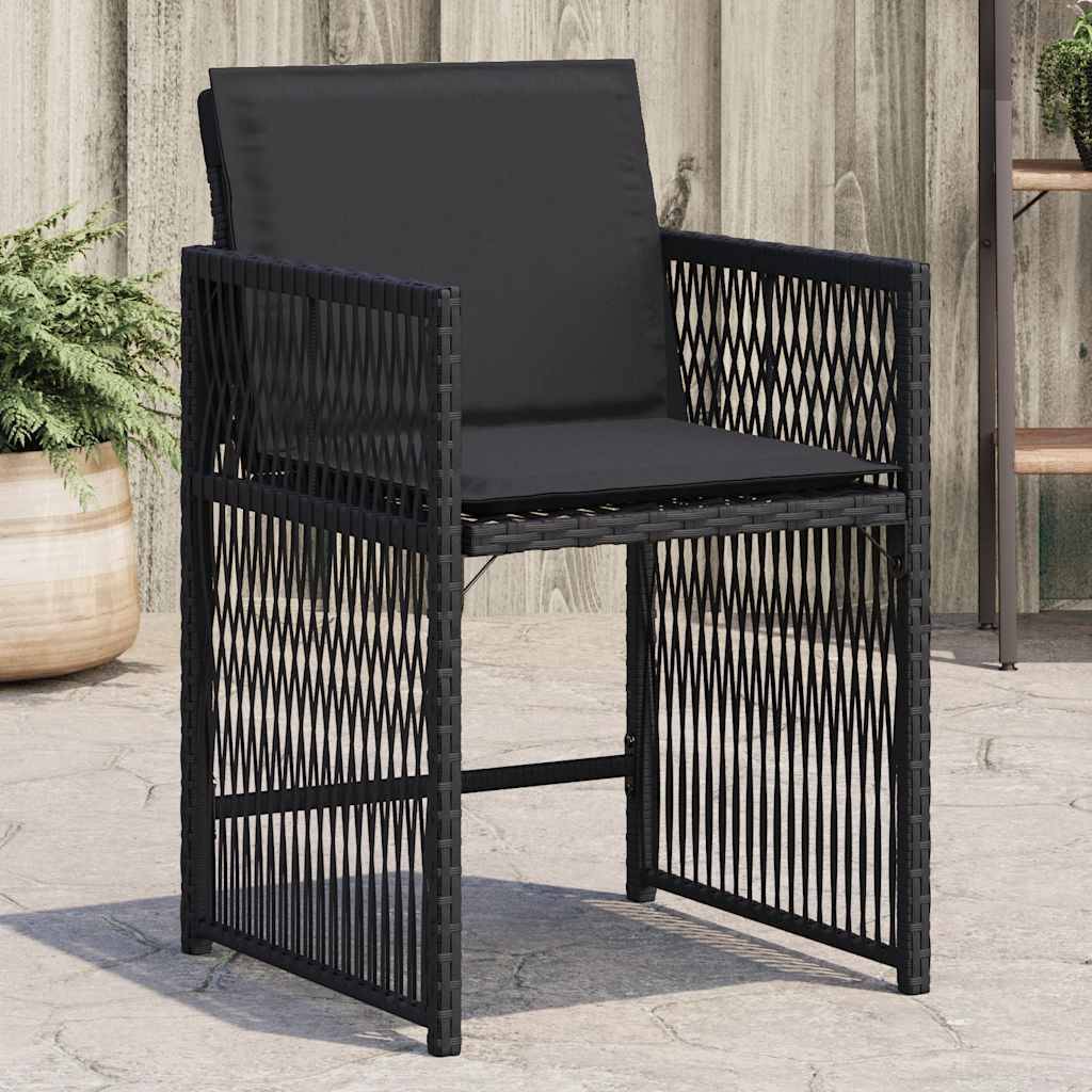 vidaXL Gartenstühle mit Kissen 4 Stk. Schwarz Poly Rattan