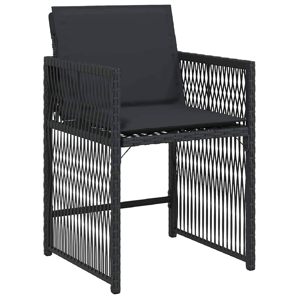 vidaXL Gartenstühle mit Kissen 4 Stk. Schwarz Poly Rattan