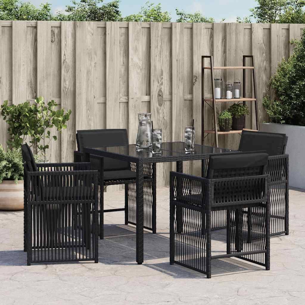 vidaXL Gartenstühle mit Kissen 4 Stk. Schwarz Poly Rattan