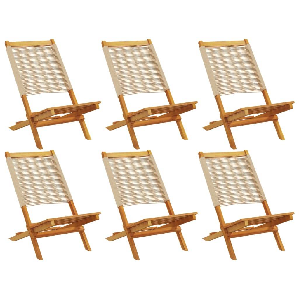vidaXL Gartenstühle 6 Stk. Klappbar Beige Massivholz Akazie