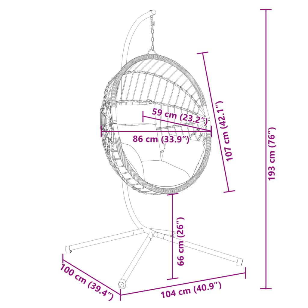 vidaXL Hängesessel Ei-Design mit Ständer Anthrazit Rattan und Stahl