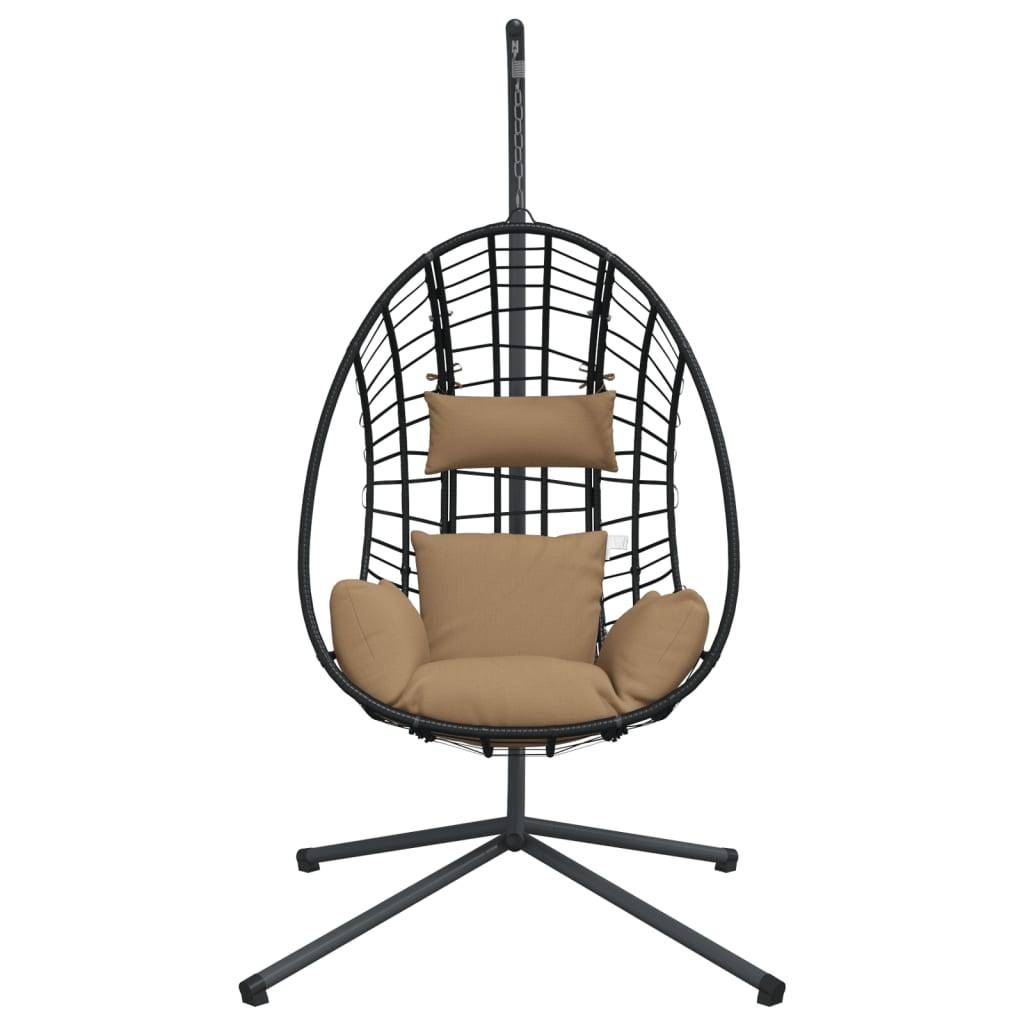 vidaXL Hängesessel Ei-Design mit Ständer Taupe Rattan und Stahl