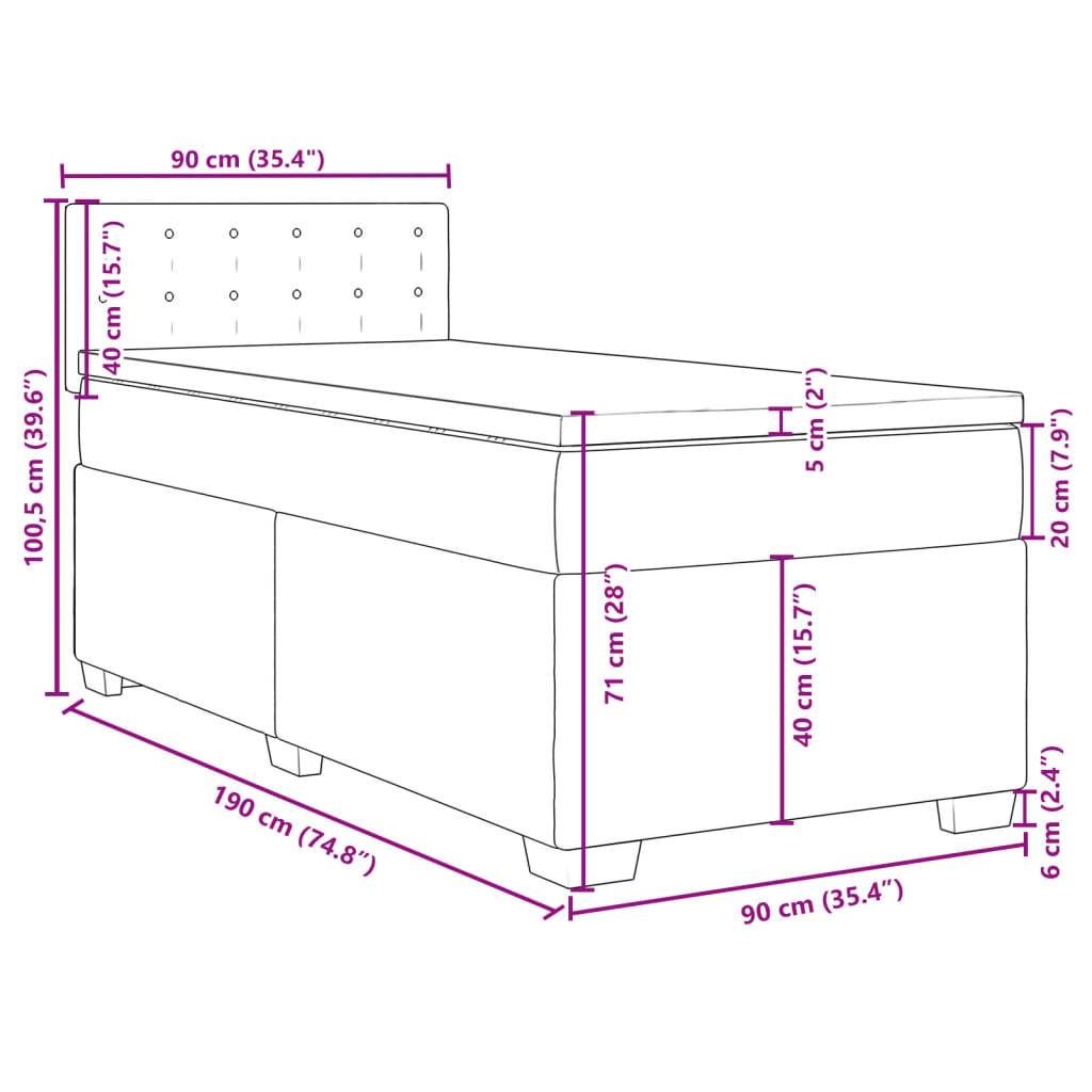vidaXL Boxspringbett mit Matratze Creme 90x200 cm Stoff