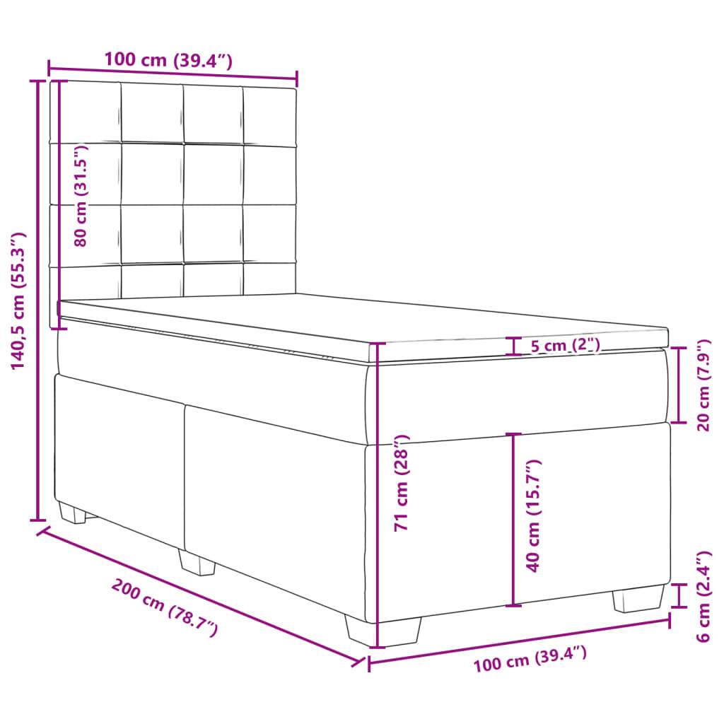 vidaXL Boxspringbett mit Matratze Rosa 100x200 cm Samt
