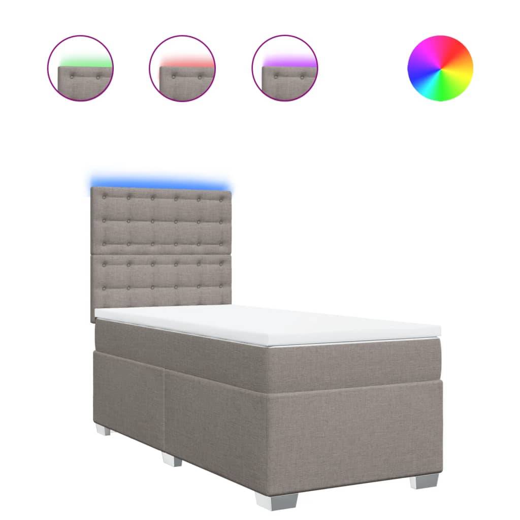 vidaXL Boxspringbett mit Matratze Taupe 80x200 cm Stoff