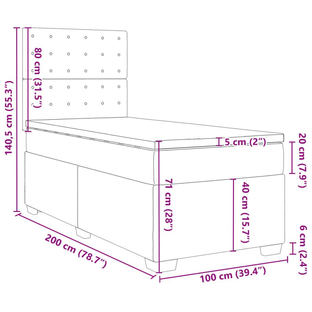 vidaXL Boxspringbett mit Matratze Creme 100x200 cm Stoff