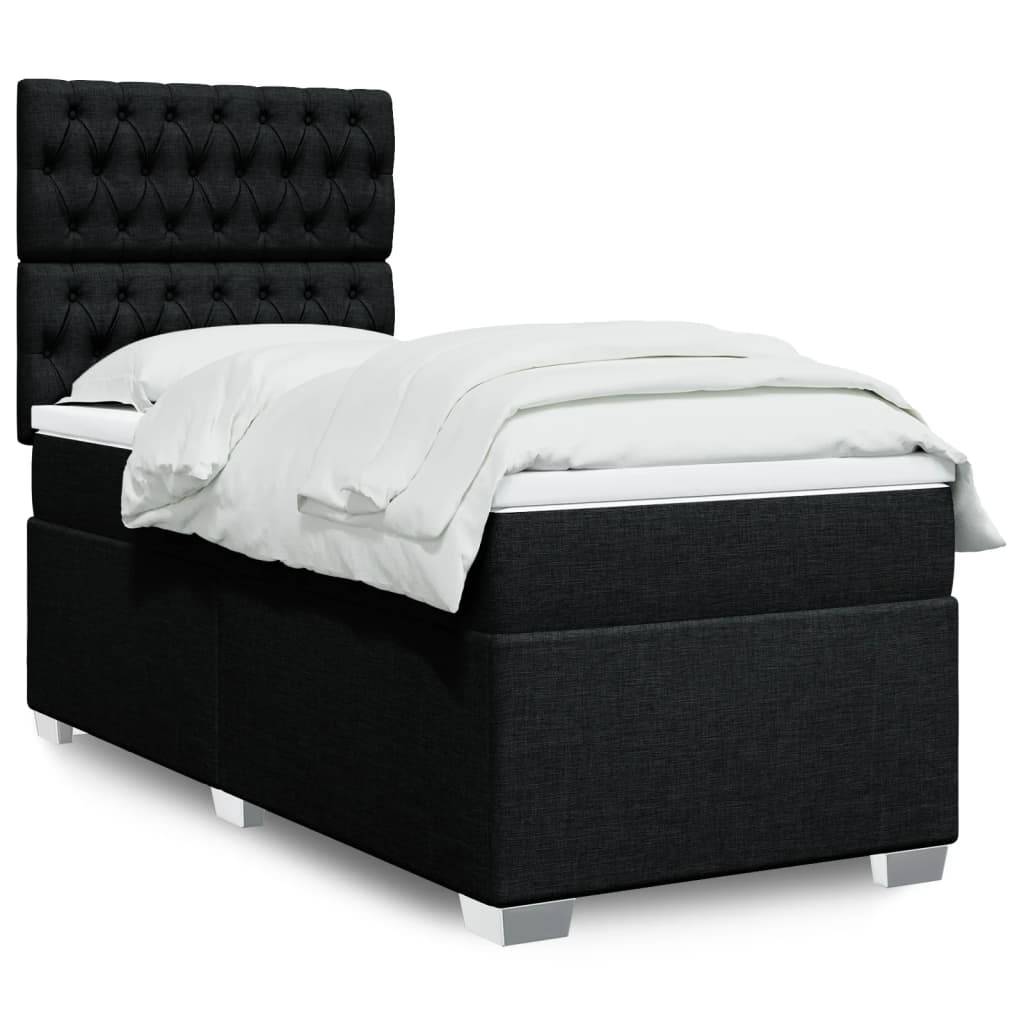 vidaXL Boxspringbett mit Matratze Schwarz 100x200 cm Stoff